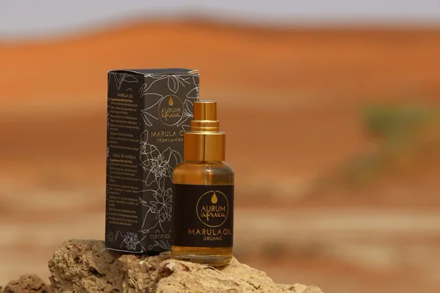 Marula Öl Flasche und Verpackung von Aurum Africa